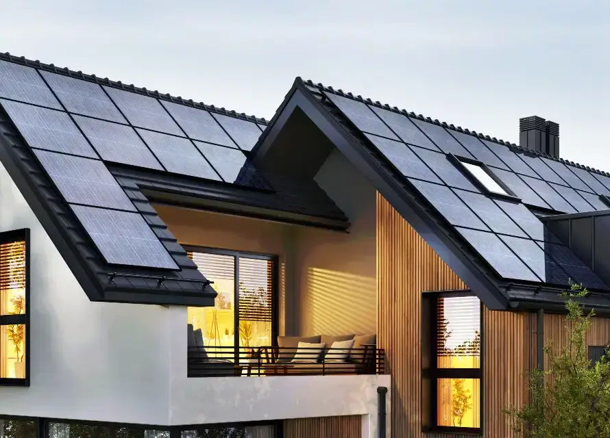 luxury home w/solar panels